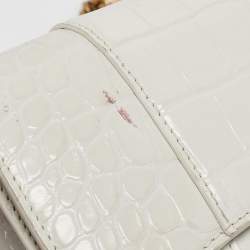 Balenciaga White Croc Embossed Leather Hourglass Wallet on Chain