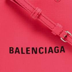 Pre Owned Balenciaga Pink/Black Leather Shopping Phone Holder Crossbody Bag