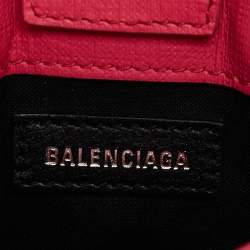 Pre Owned Balenciaga Pink/Black Leather Shopping Phone Holder Crossbody Bag