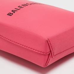 Pre Owned Balenciaga Pink/Black Leather Shopping Phone Holder Crossbody Bag