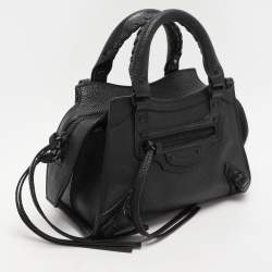 Pre Owned Balenciaga Black Leather Mini Neo Classic City Tote