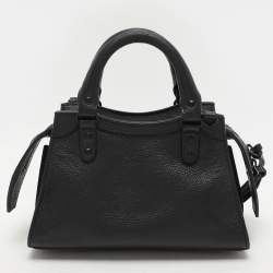 Pre Owned Balenciaga Black Leather Mini Neo Classic City Tote