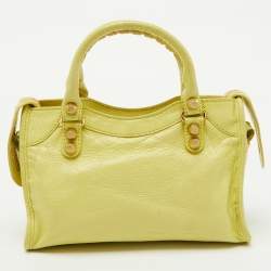 Pre Owned Balenciaga Yellow Leather Mini Classic City Bag