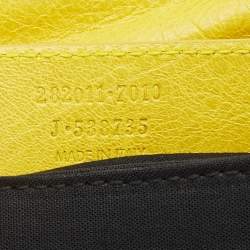 Pre Owned Balenciaga Yellow Leather GSH Classic Envelope Clutch