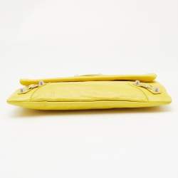 Pre Owned Balenciaga Yellow Leather GSH Classic Envelope Clutch