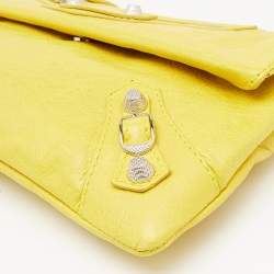 Pre Owned Balenciaga Yellow Leather GSH Classic Envelope Clutch