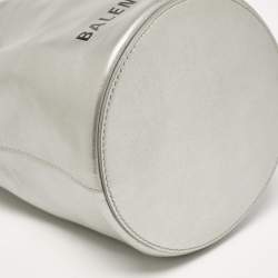 Pre Owned Balenciaga Silver Leather XS Everyday Bucket Bag