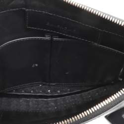 Pre Owned Balenciaga Black Leather Crochet Motorcycle Clutch