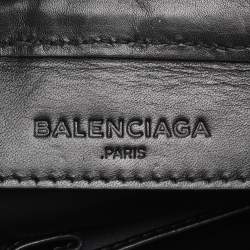 Pre Owned Balenciaga Black Leather Crochet Motorcycle Clutch