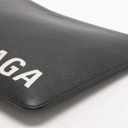 Pre Owned Balenciaga Black Leather Ville Logo Pouch