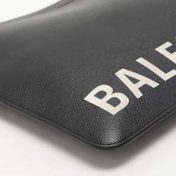 Pre Owned Balenciaga Black Leather Ville Logo Pouch