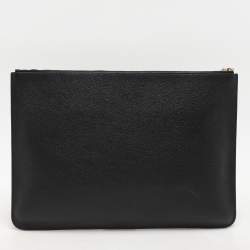 Pre Owned Balenciaga Black Leather Ville Logo Pouch
