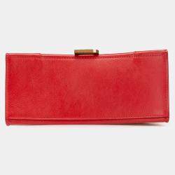 Balenciaga Red Leather Hourglass Small Top Handle Bag
