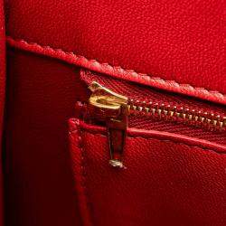 Balenciaga Red Leather Hourglass Small Top Handle Bag