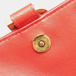 Balenciaga Red Leather Hourglass Small Top Handle Bag