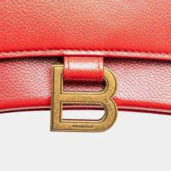 Balenciaga Red Leather Hourglass Small Top Handle Bag