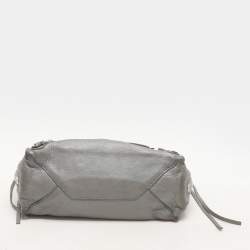 Pre Owned Balenciaga Grey Leather Mini Papier A4 Zip Around Bag