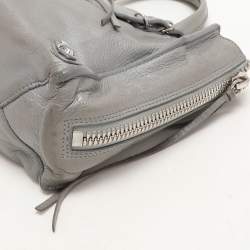 Pre Owned Balenciaga Grey Leather Mini Papier A4 Zip Around Bag