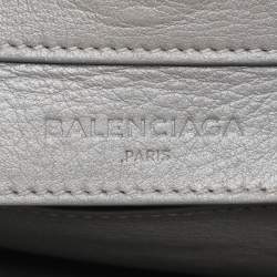 Pre Owned Balenciaga Grey Leather Mini Papier A4 Zip Around Bag