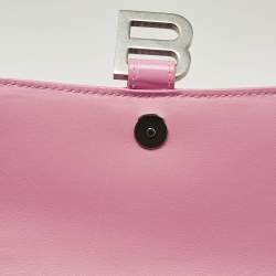 Balenciaga Pink Croc Embossed Leather Small Hourglass Top Handle Bag