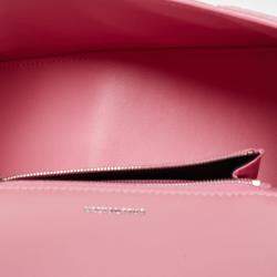 Pre Owned Balenciaga Pink Croc Embossed Leather Small Hourglass Top Handle Bag