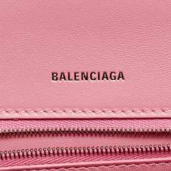 Pre Owned Balenciaga Pink Croc Embossed Leather Small Hourglass Top Handle Bag