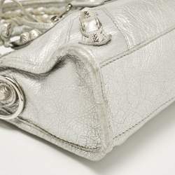 Pre Owned Balenciaga Silver Leather Mini Classic City Bag