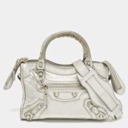 Pre Owned Balenciaga Silver Leather Mini Classic City Bag