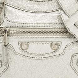 Pre Owned Balenciaga Silver Leather Mini Classic City Bag