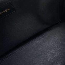 Pre Owned Balenciaga Black/White Canvas Leather Tote Bag 