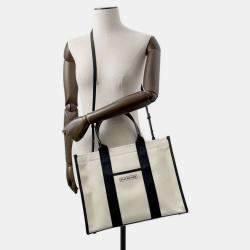 Pre Owned Balenciaga Black/White Canvas Leather Tote Bag 