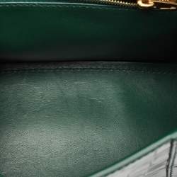 Pre Owned Balenciaga Green Croc Embossed Leather Small Hourglass Top Handle Bag
