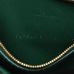 Pre Owned Balenciaga Green Croc Embossed Leather Small Hourglass Top Handle Bag