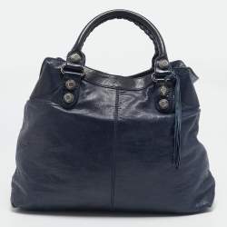 Balenciaga Marine Blue Leather GSH Brief Tote