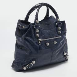 Balenciaga Marine Blue Leather GSH Brief Tote