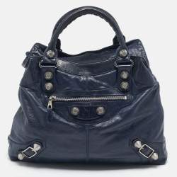 Balenciaga Marine Blue Leather GSH Brief Tote