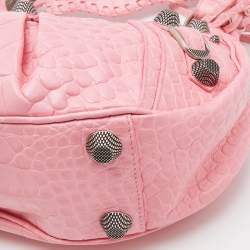 Balenciaga Pink Croc Embossed Leather Small Le Cagole Shoulder Bag