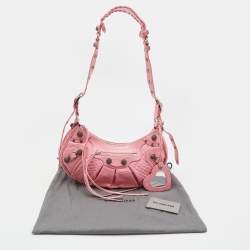 Balenciaga Pink Croc Embossed Leather Small Le Cagole Shoulder Bag