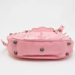 Balenciaga Pink Croc Embossed Leather Small Le Cagole Shoulder Bag