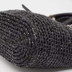 Pre Owned Balenciaga Black Raffia Effect Small Le Cagole Panier Tote