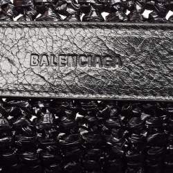 Pre Owned Balenciaga Black Raffia Effect Small Le Cagole Panier Tote
