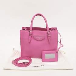 Balenciaga Pink Leather Mini Metallic Edge Papier A4 Tote