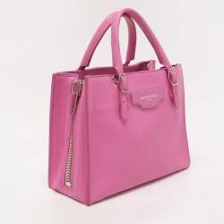 Balenciaga Pink Leather Mini Metallic Edge Papier A4 Tote