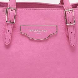 Balenciaga Pink Leather Mini Metallic Edge Papier A4 Tote
