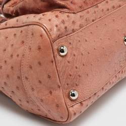 Balenciaga Pink Ostrich Chain Link Pocket  Satchel