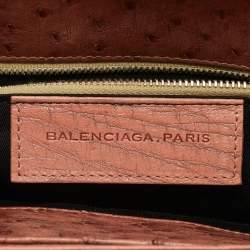 Balenciaga Pink Ostrich Chain Link Pocket  Satchel