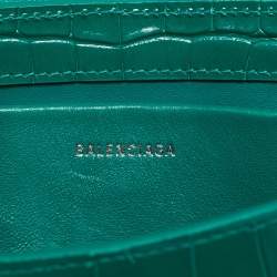 Balenciaga Green Croc Embossed Leather Small Xx Flap Shoulder Bag