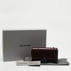 Balenciaga Red/Black Python Embossed Leather Hourglass Wallet on Chain