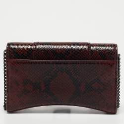 Balenciaga Red/Black Python Embossed Leather Hourglass Wallet on Chain