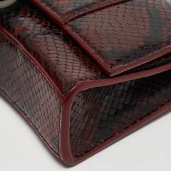 Balenciaga Red/Black Python Embossed Leather Hourglass Wallet on Chain